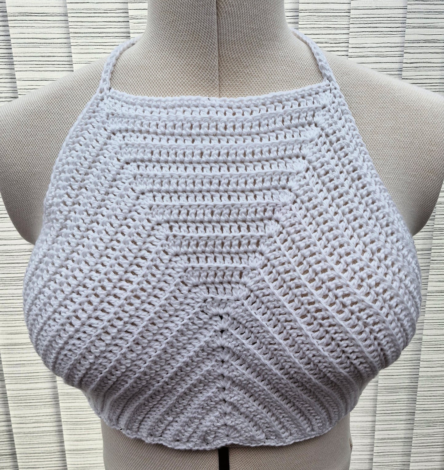 Women's Handmade Crochet Cropped Top in White