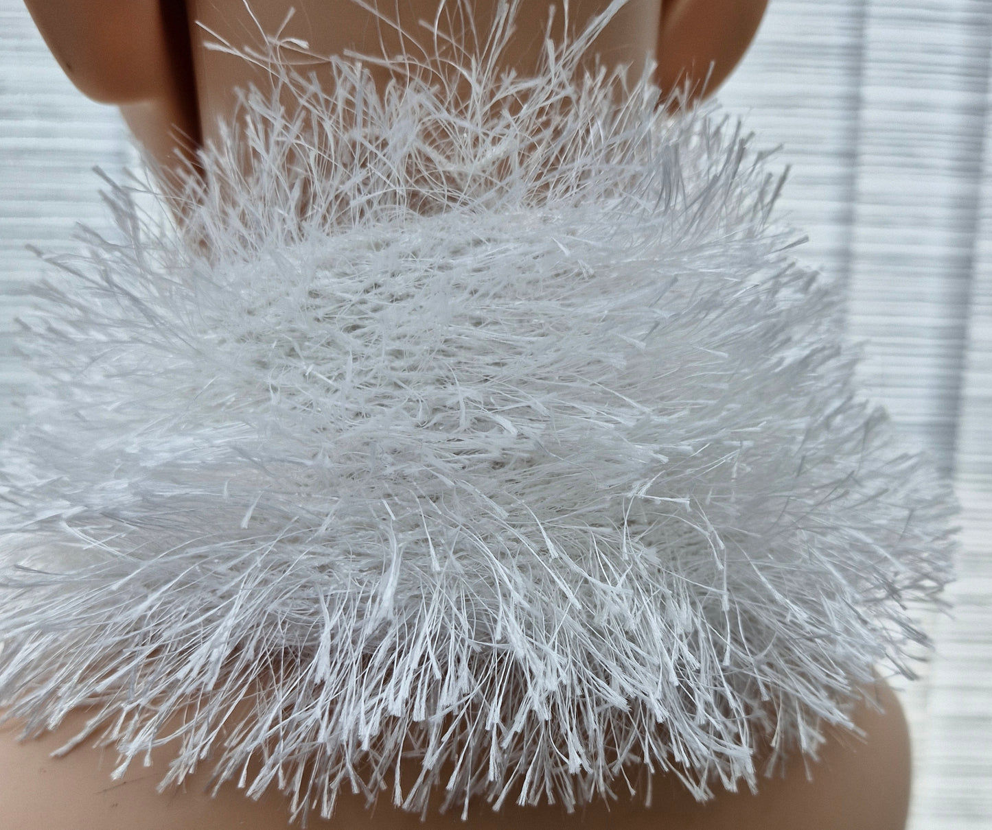 Women's Handmade Knitted White Tinsel Long Hair Scarf