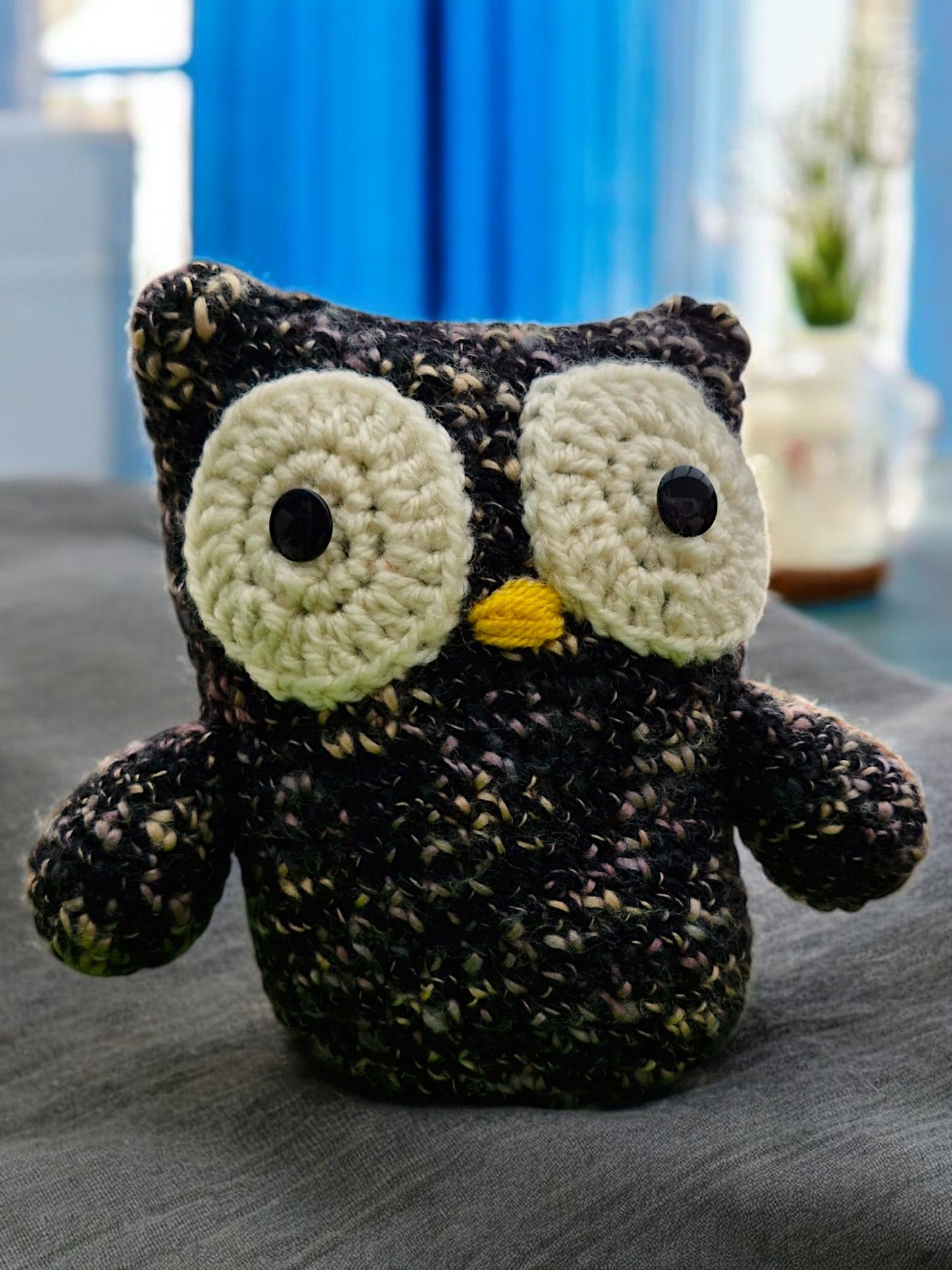 Handmade Crochet Owl - DK Black Marl