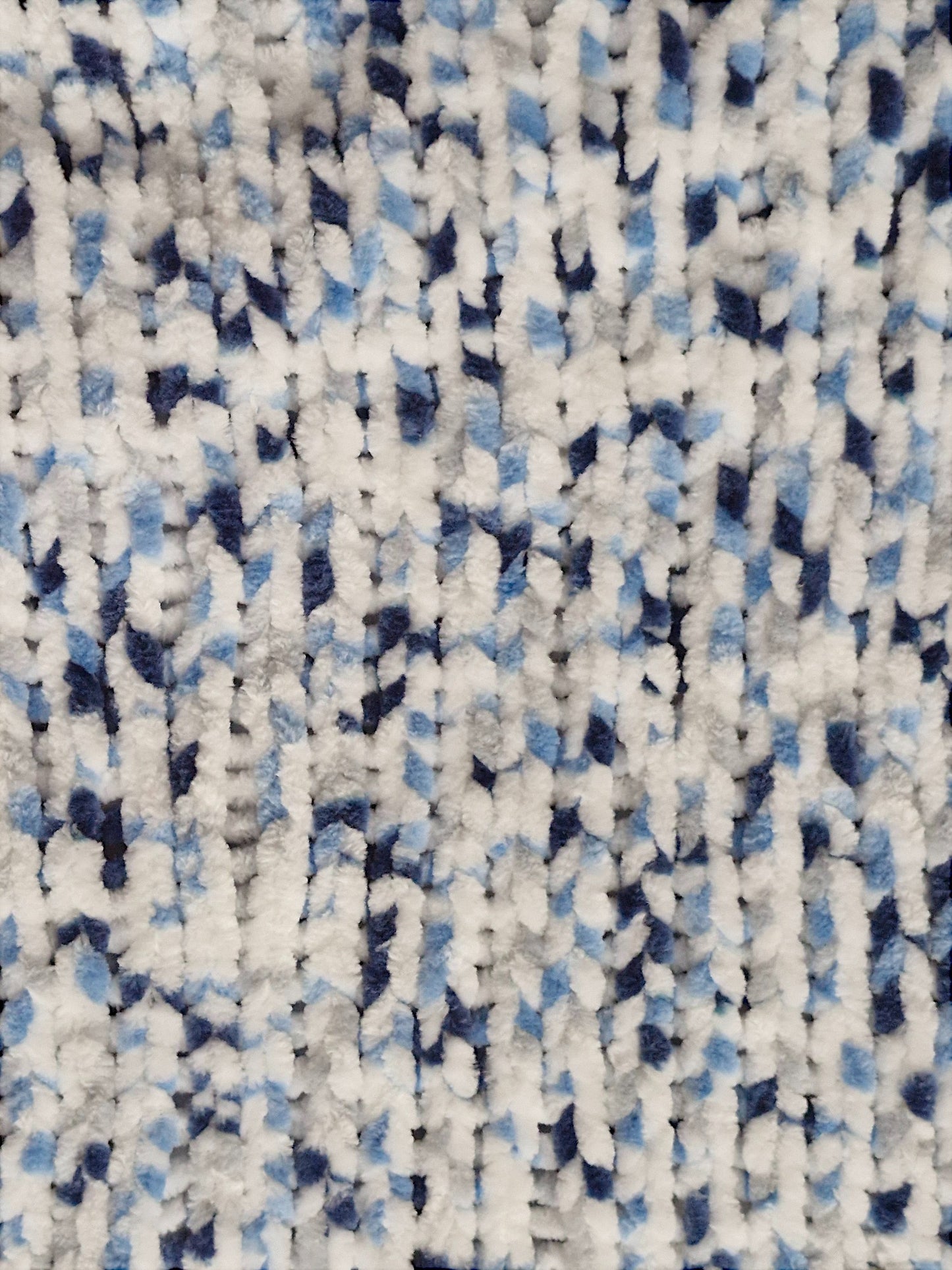 Baby's Handmade Knitted Cot or Pram Blanket in Blue and White