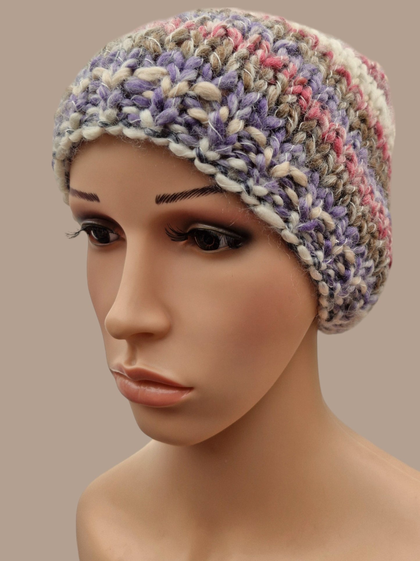 Adult's Handmade Knitted Chunky Thick Hat with Bobble