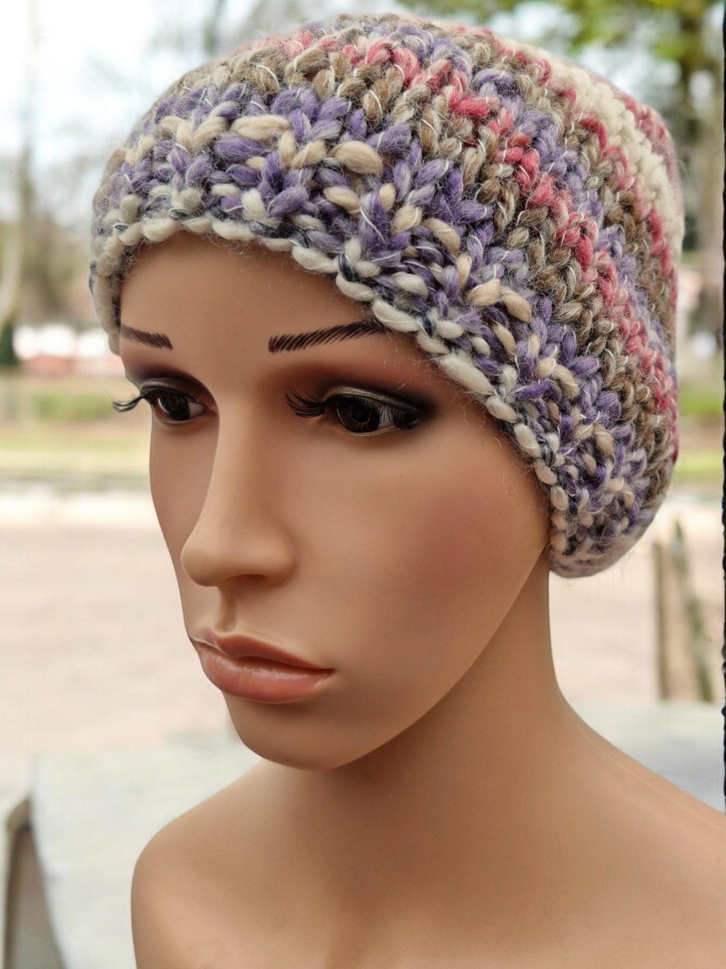 Adult's Handmade Knitted Chunky Thick Hat with Bobble