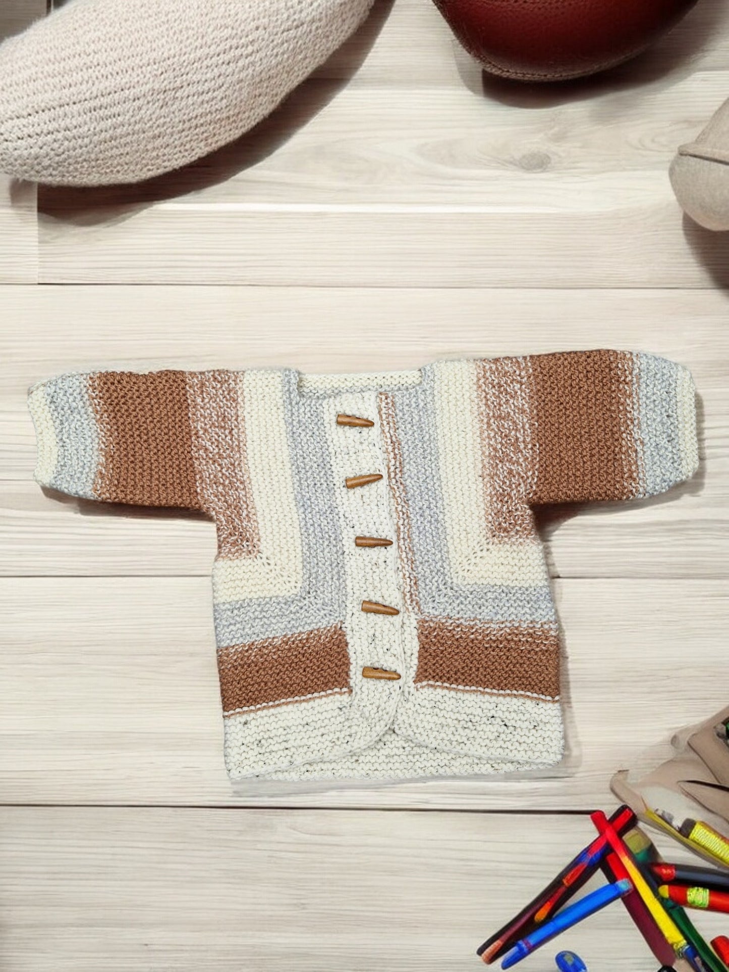 Toddler's Handmade Knitted Cardigan Coat with Duffle toggles