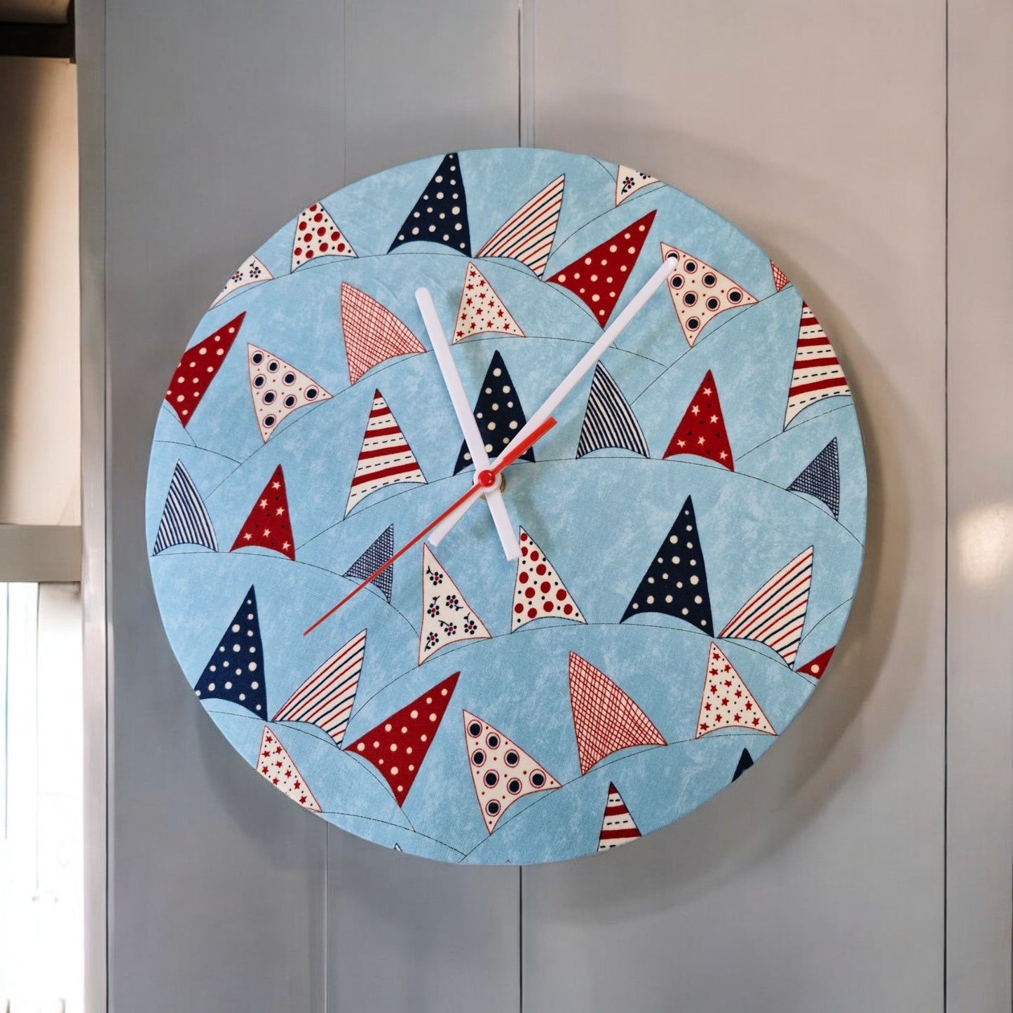 Seaside Bunting Clock Handmade 30cms 12" Diameter