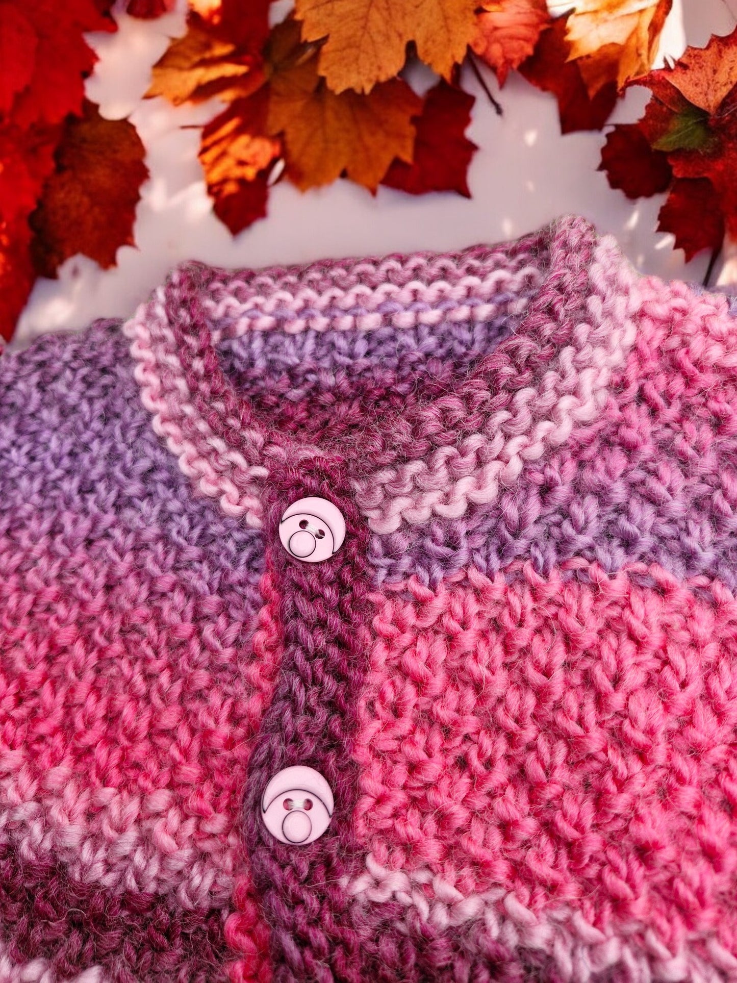 Baby's Hand Knitted Multi Pinks Moss Stitch Jacket (Copy)