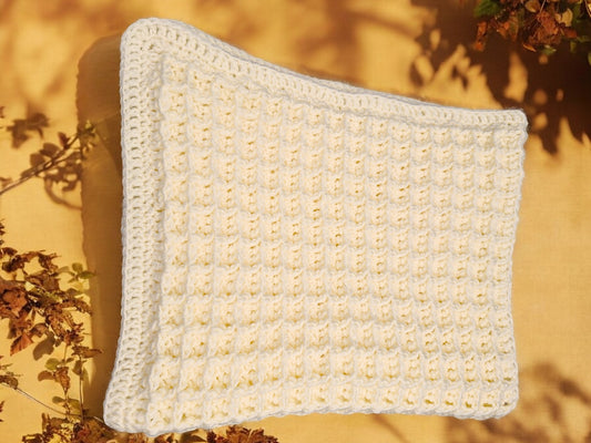 Baby's Handmade Crochet Cot or Pram Blanket in Cream