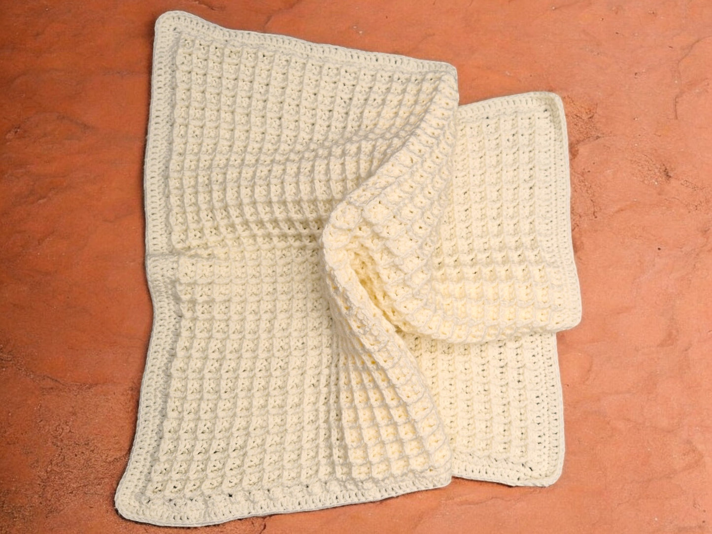 Baby's Handmade Crochet Cot or Pram Blanket in Cream