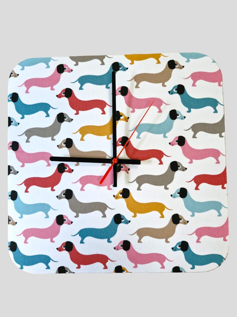 Square Clock Dachshund Handmade 30cms 12" Square