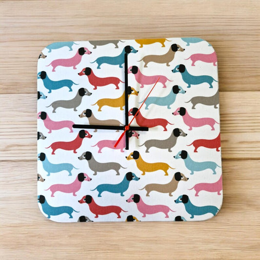 Square Clock Dachshund Handmade 30cms 12" Square