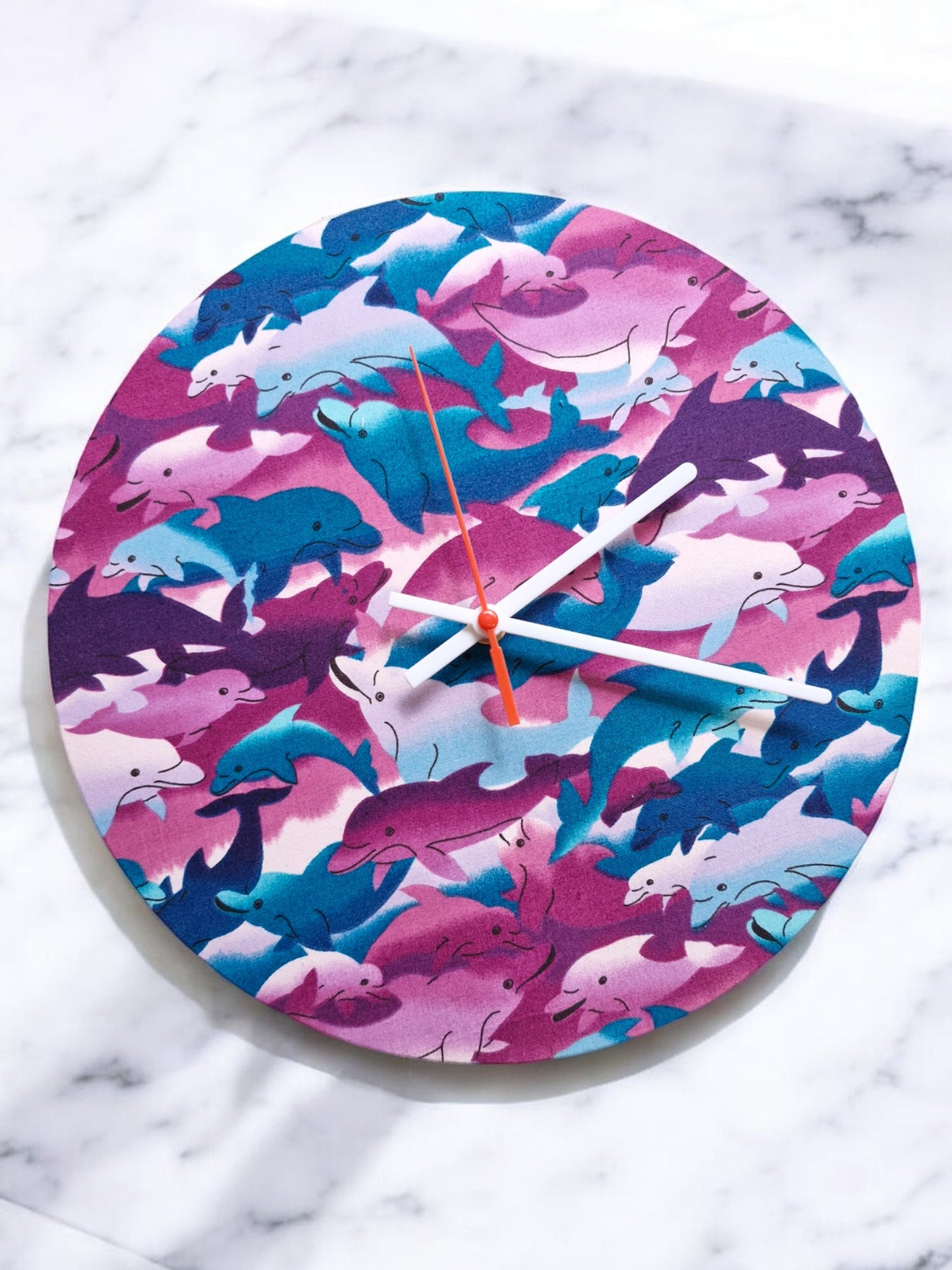 Dolphin Clock Handmade 30cms 12" Diameter