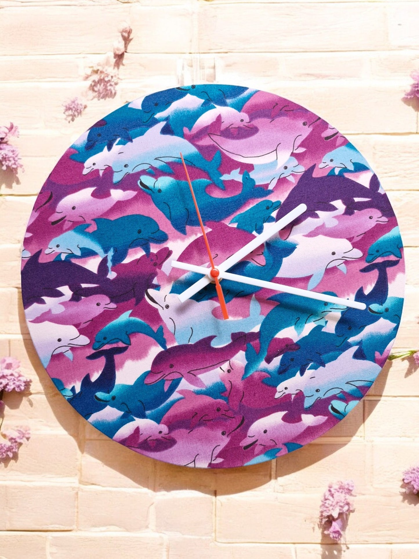 Dolphin Clock Handmade 30cms 12" Diameter