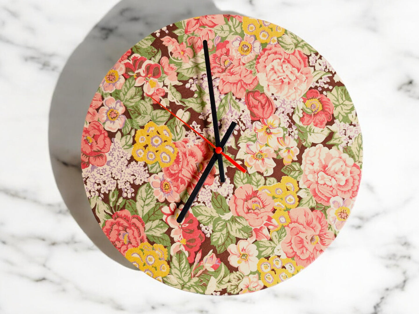 Flower Garden Clock Handmade 30cms 12" Diameter