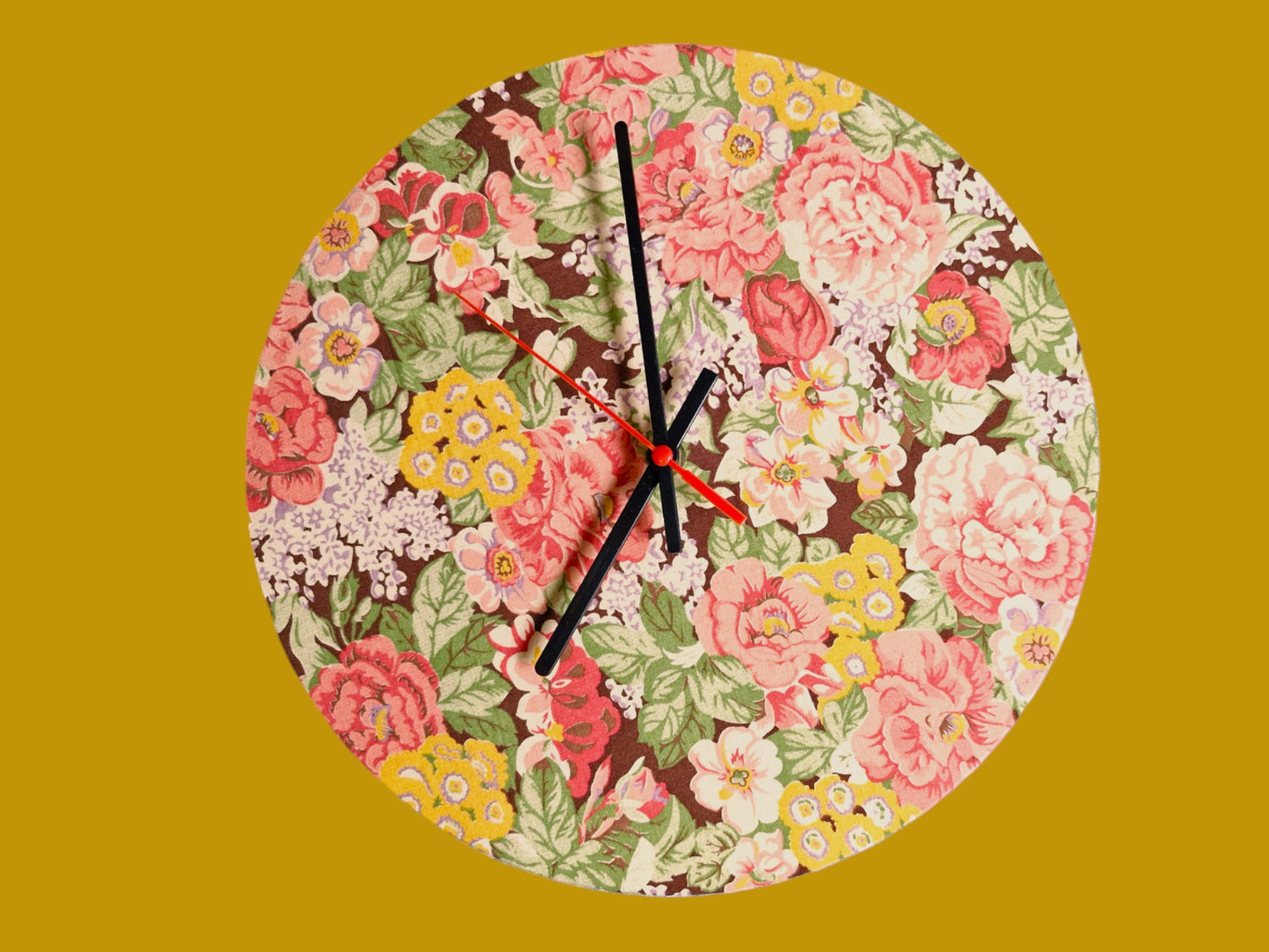 Flower Garden Clock Handmade 30cms 12" Diameter