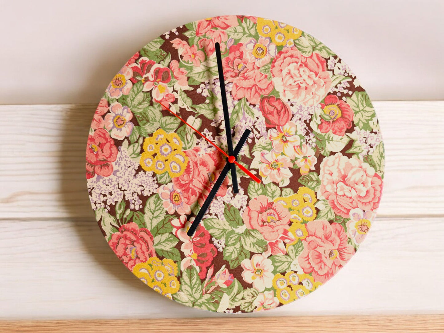 Flower Garden Clock Handmade 30cms 12" Diameter