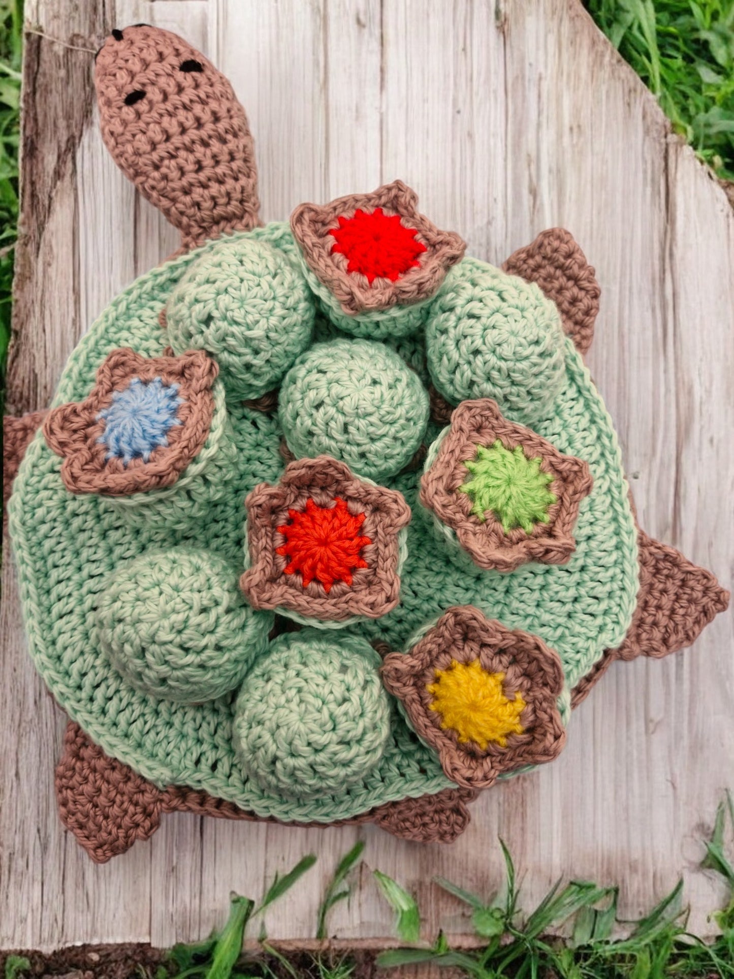 Handmade Crochet Turtle and Babies Memory Game - Cotton Soft Toy