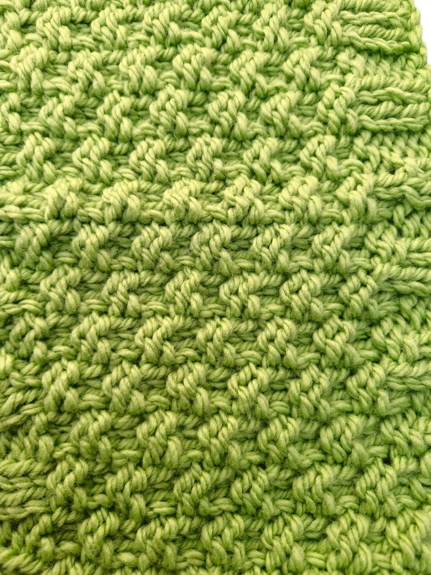 Adult's Handmade Knitted Chunky Green Moss Stitch Cowl