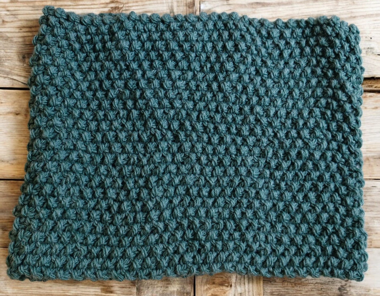 Adult's Handmade Knitted Green Moss Stitch Cowl