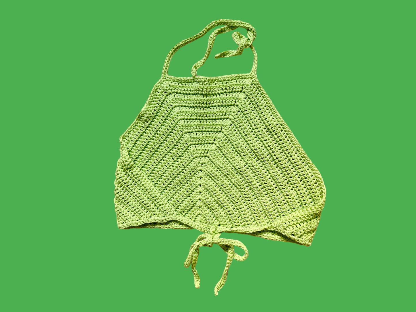 Women's Handmade Crochet Cropped Top in Lime Green