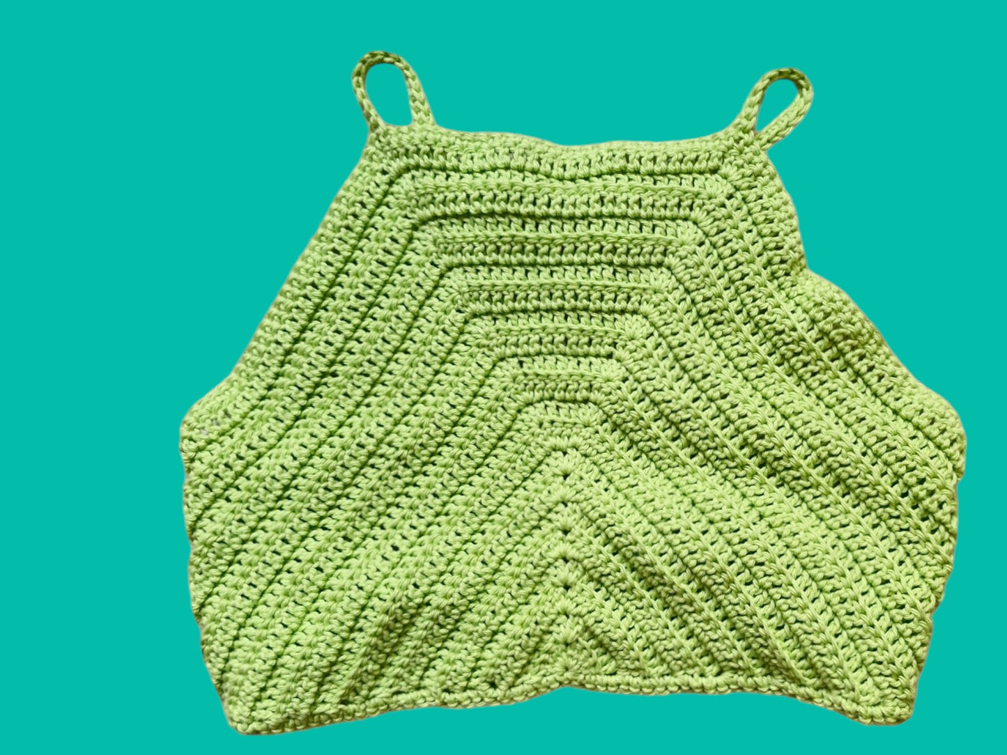 Women's Handmade Crochet Cropped Top in Lime Green