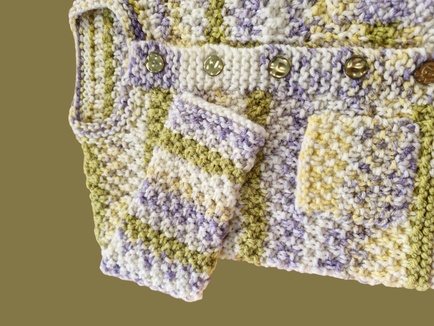 Baby's Hand Knitted Tweed Jacket - White, Moss Green, Lemon, Lavender