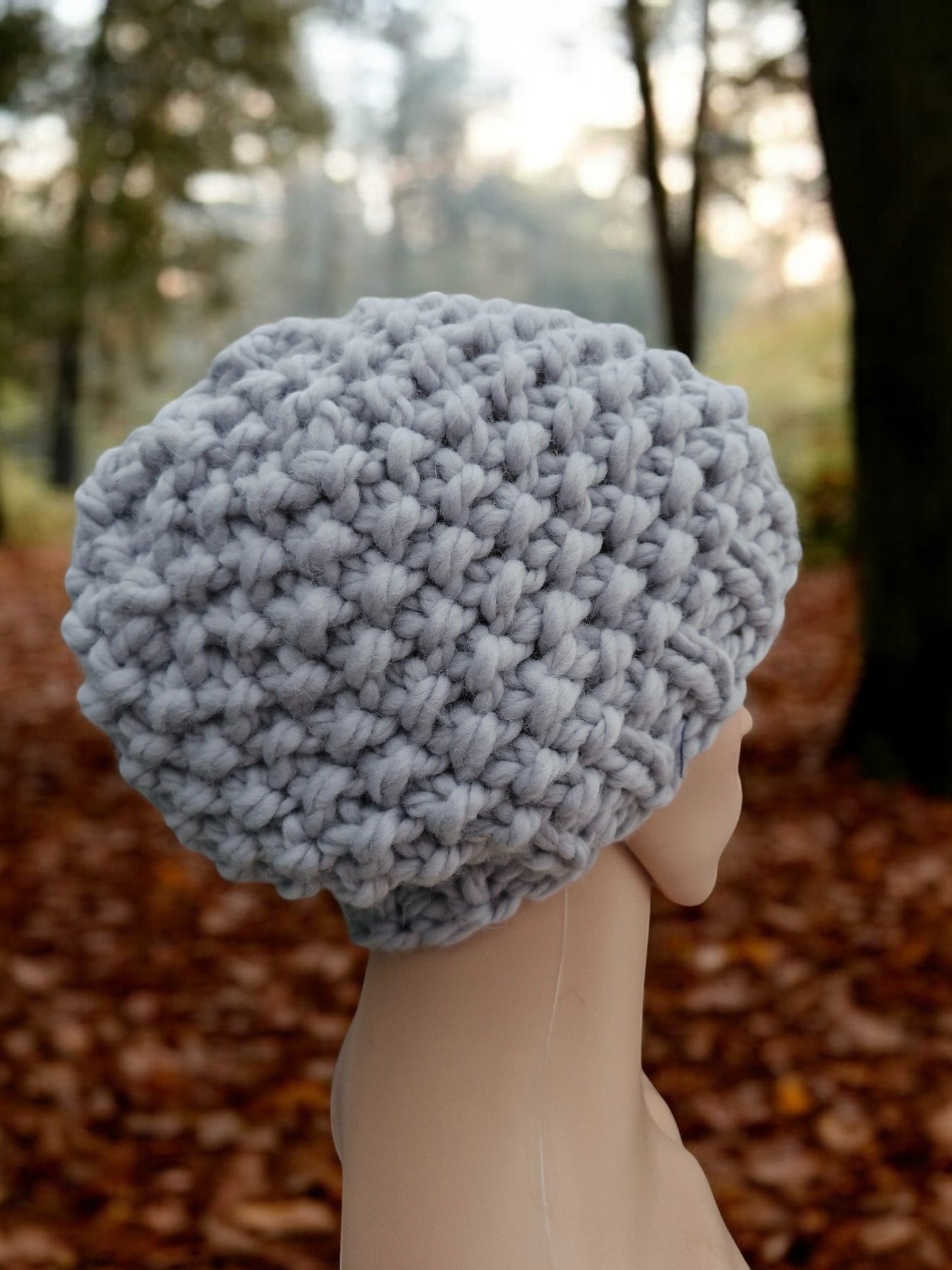 Lady's Handmade Knitted Mega Chunky Thick Hat in Moss Stitch