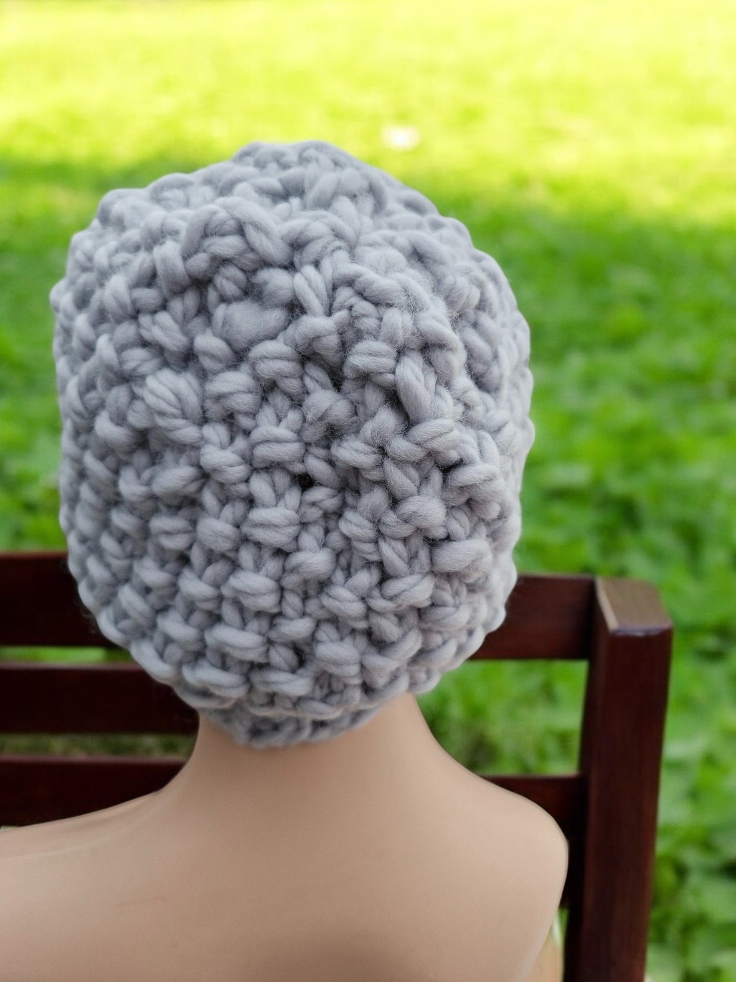 Lady's Handmade Knitted Mega Chunky Thick Hat in Moss Stitch