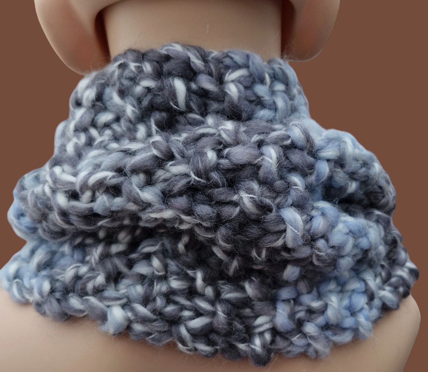 Adult's Handmade Knitted Super Chunky Grey Moss Stitch Cowl