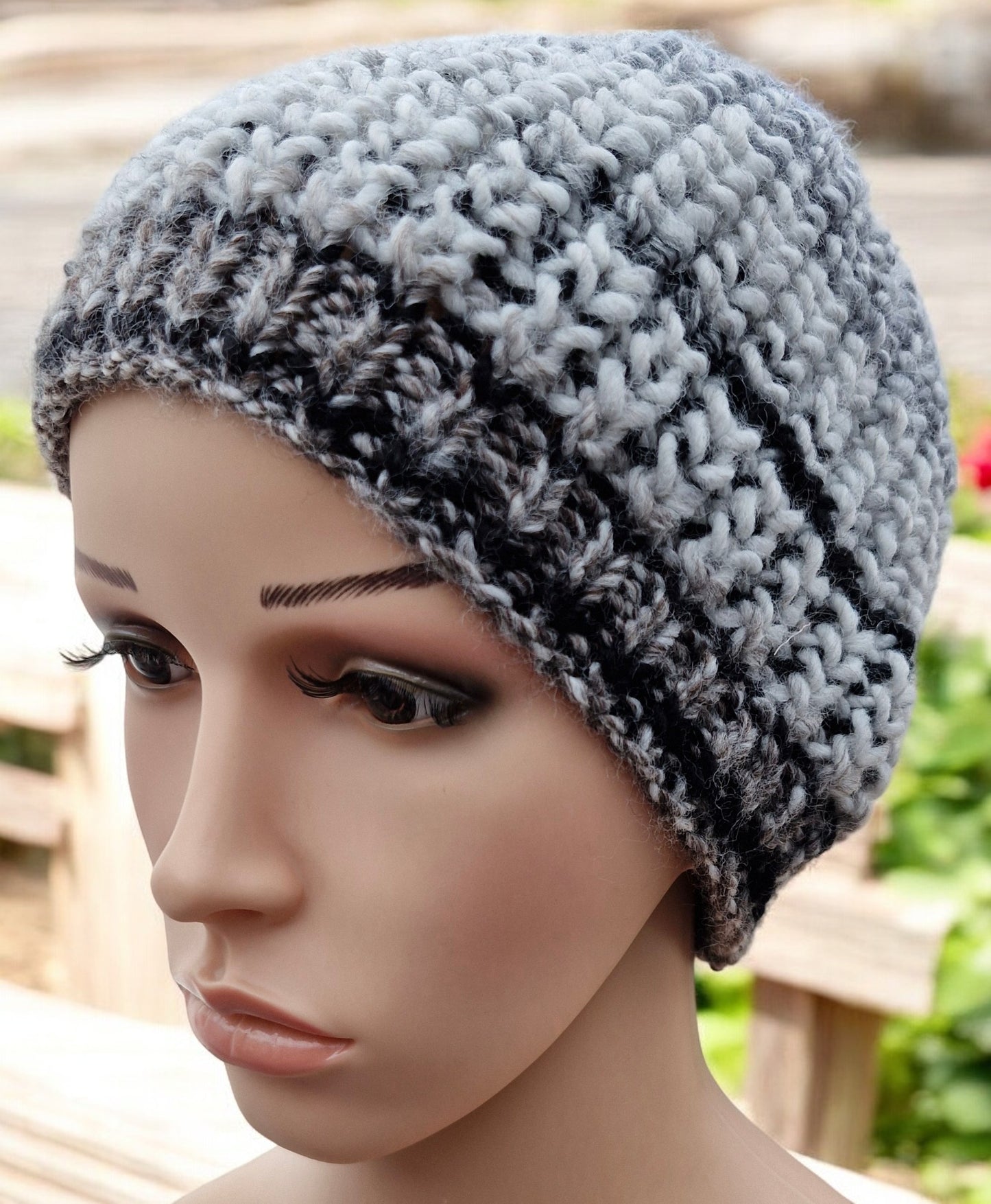 Adult's Handmade Knitted Chunky Thick Hat in Fisherman's Rib