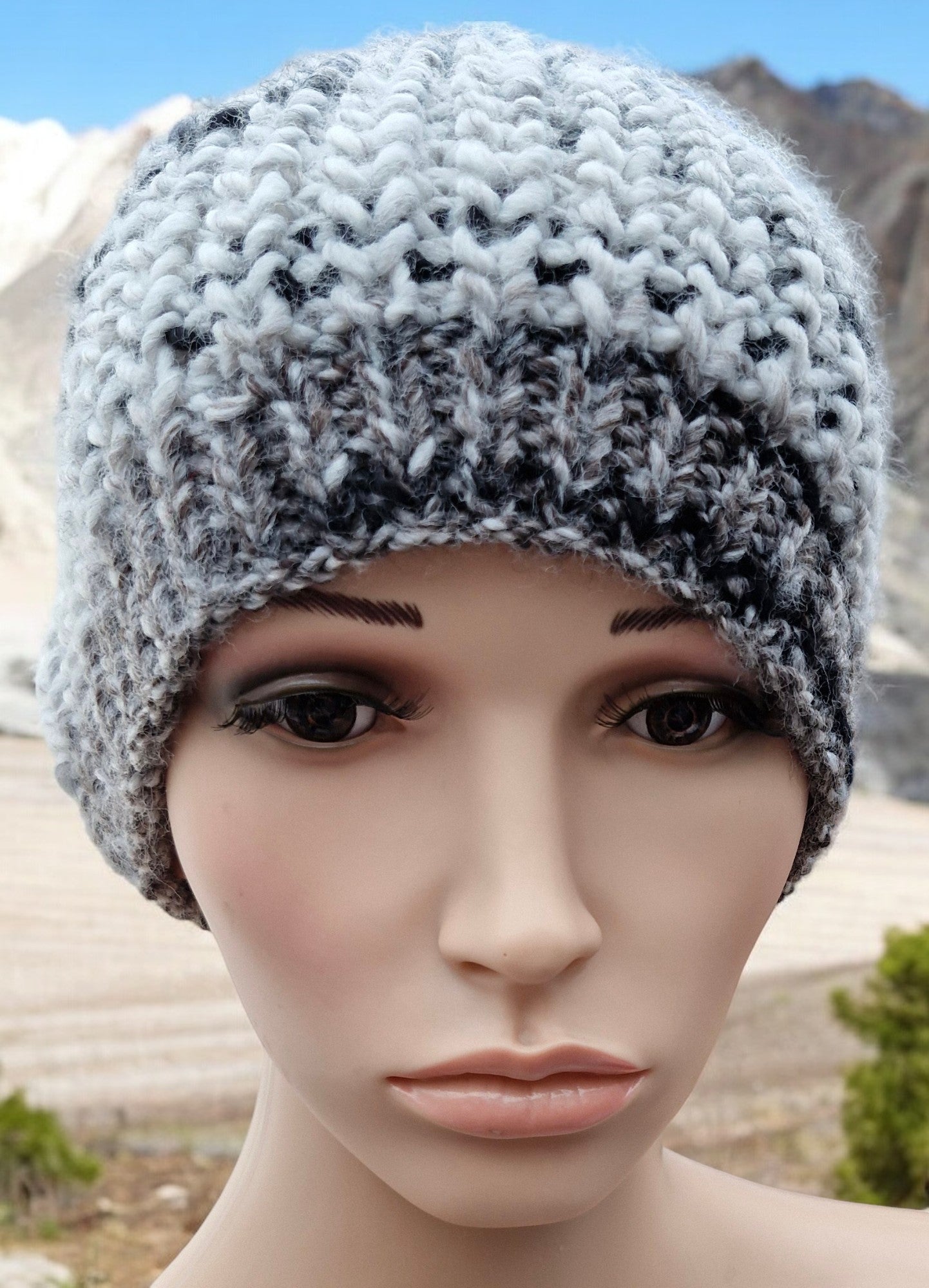 Adult's Handmade Knitted Chunky Thick Hat in Fisherman's Rib