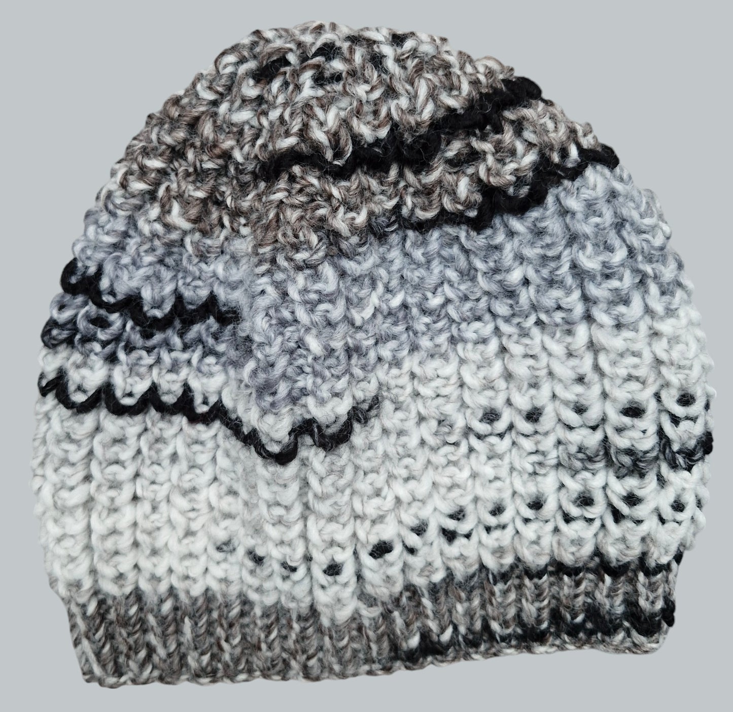 Adult's Handmade Knitted Chunky Thick Hat in Fisherman's Rib