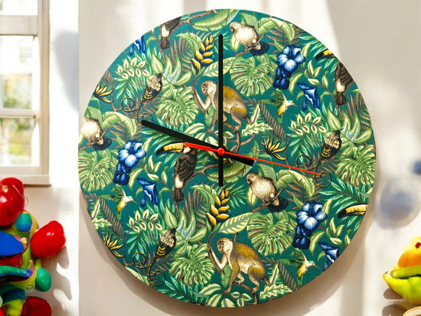 Children's Jungle Clock Handmade 30cms 12" Diameter