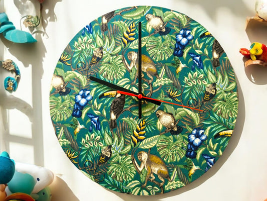 Children's Jungle Clock Handmade 30cms 12" Diameter