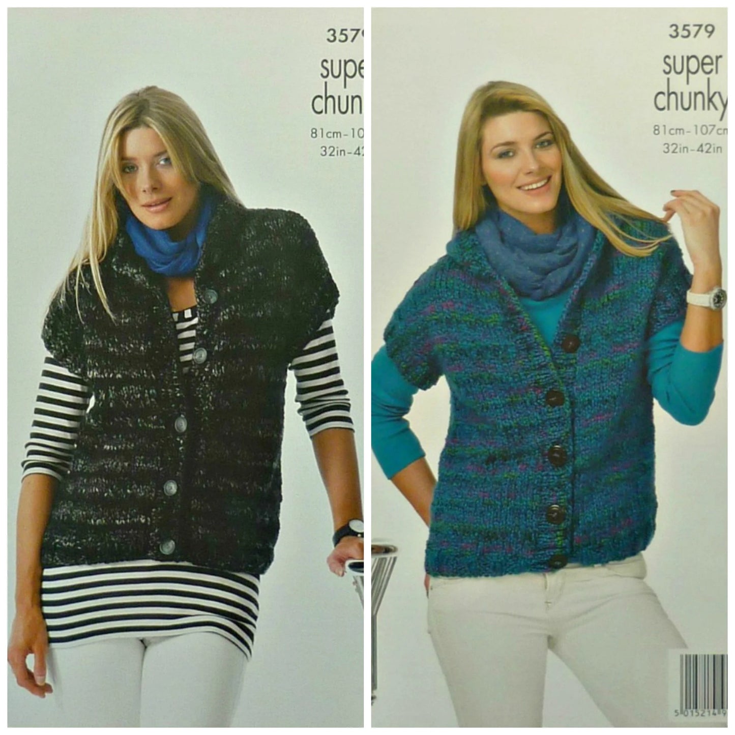 Knitting Pattern Ladies Easy Knit Hooded Sleeveless Gilet & Jacket Super Chunky King Cole (No. 3579)