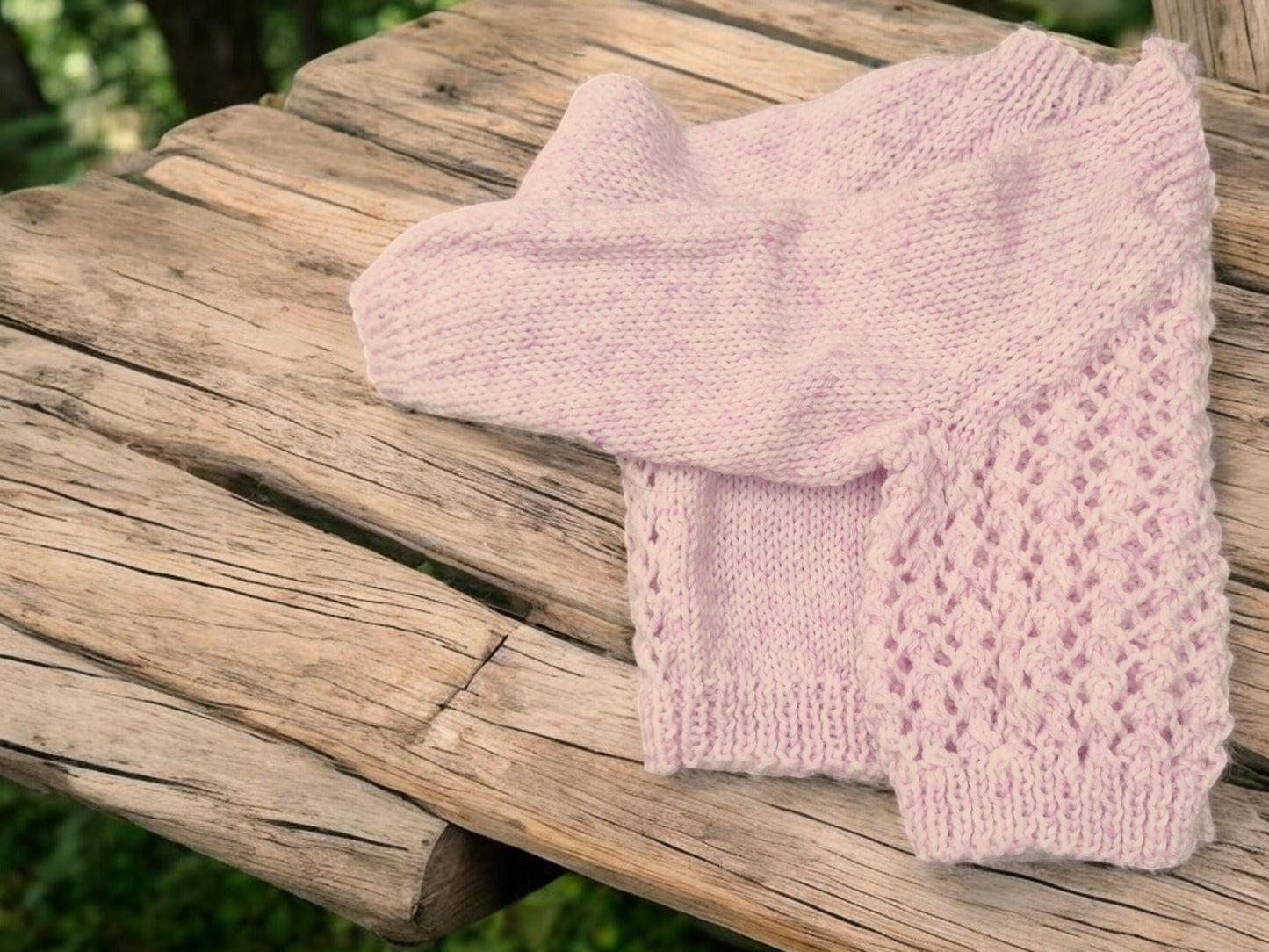 Baby's Hand Knitted Lacy Lilac Cardigan