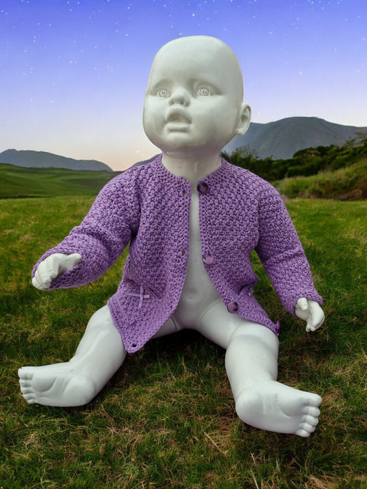 Baby's Hand Knitted Lilac Jacket