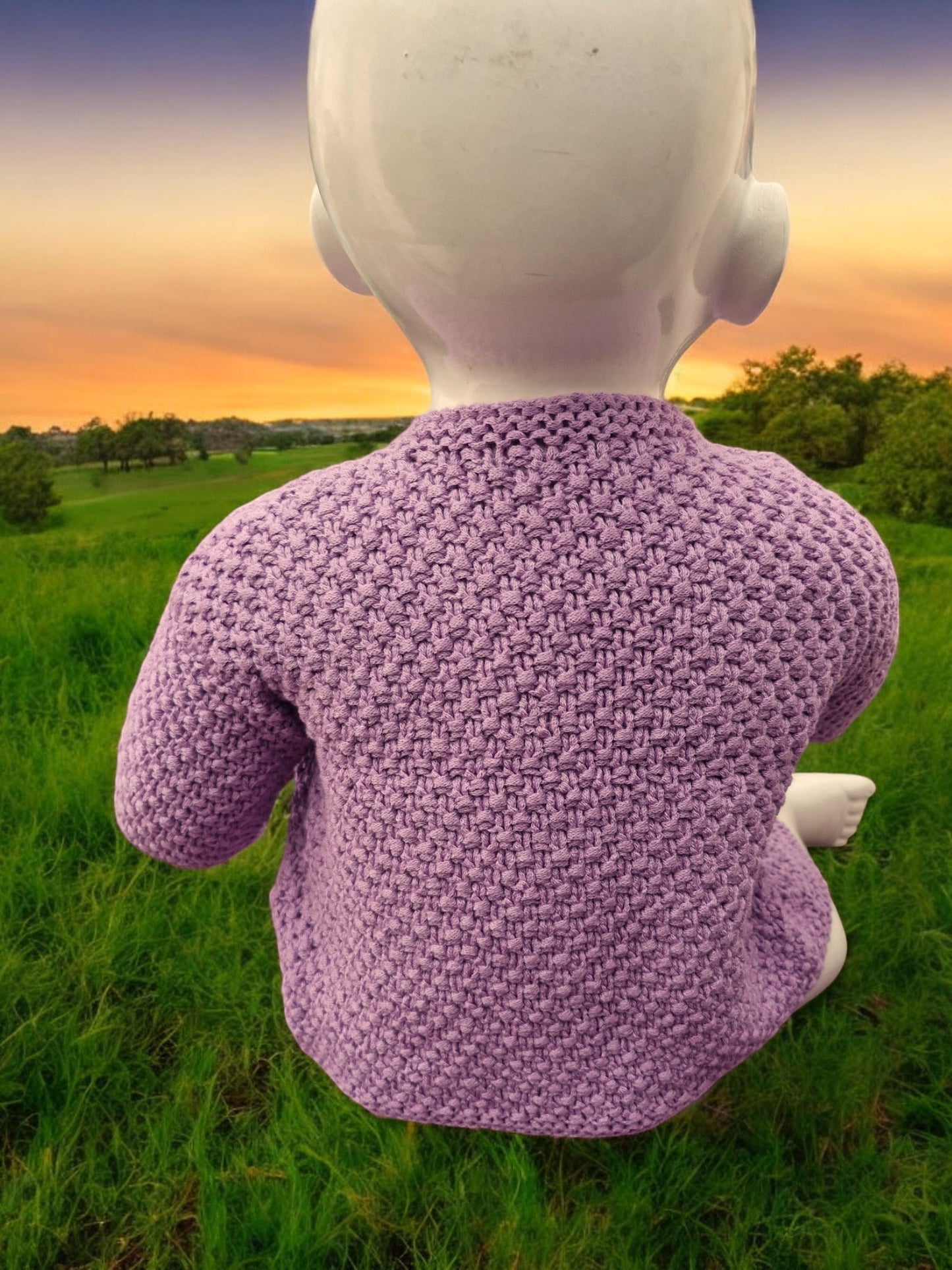 Baby's Hand Knitted Lilac Jacket