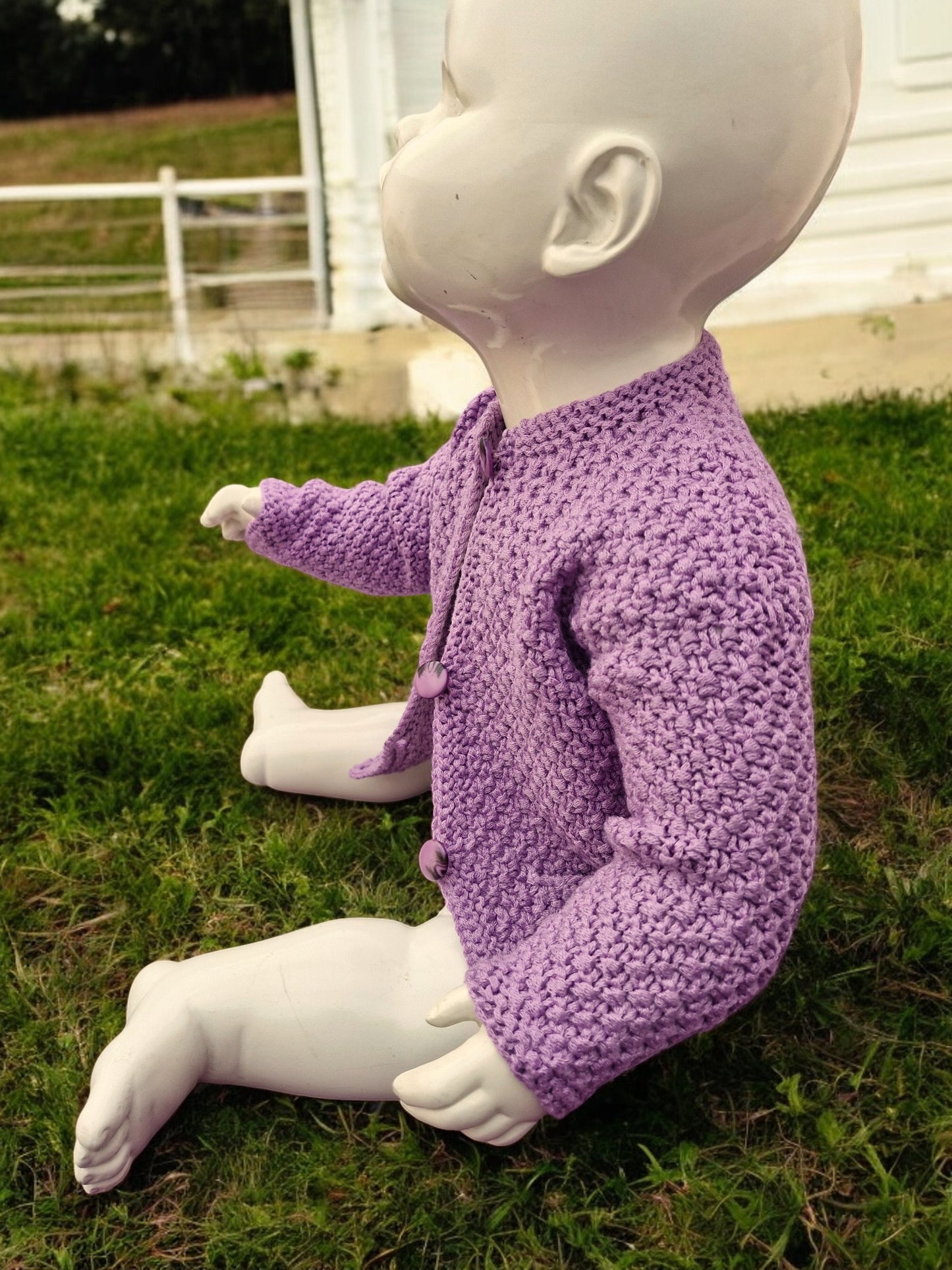 Baby's Hand Knitted Lilac Jacket