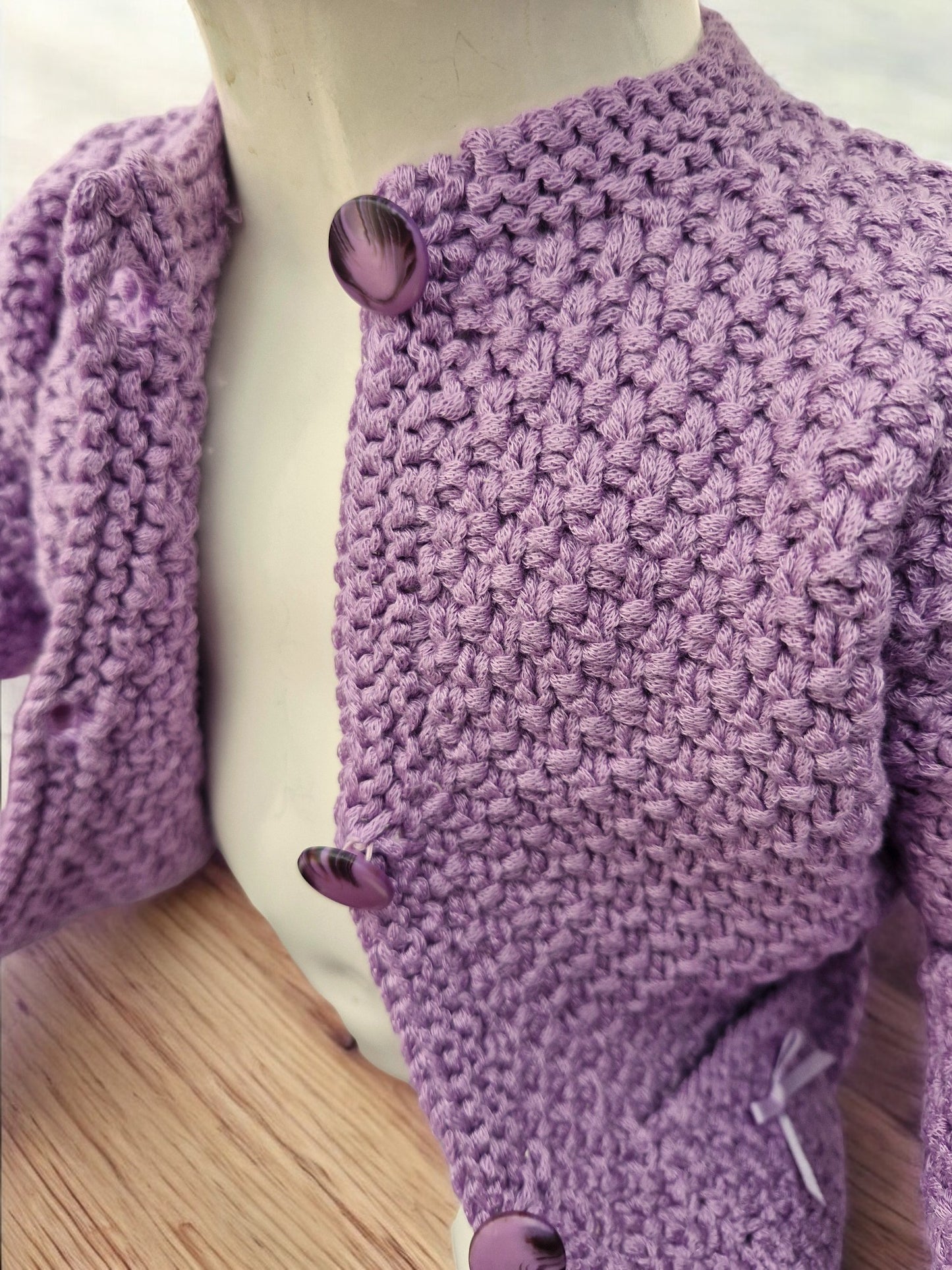 Baby's Hand Knitted Lilac Jacket