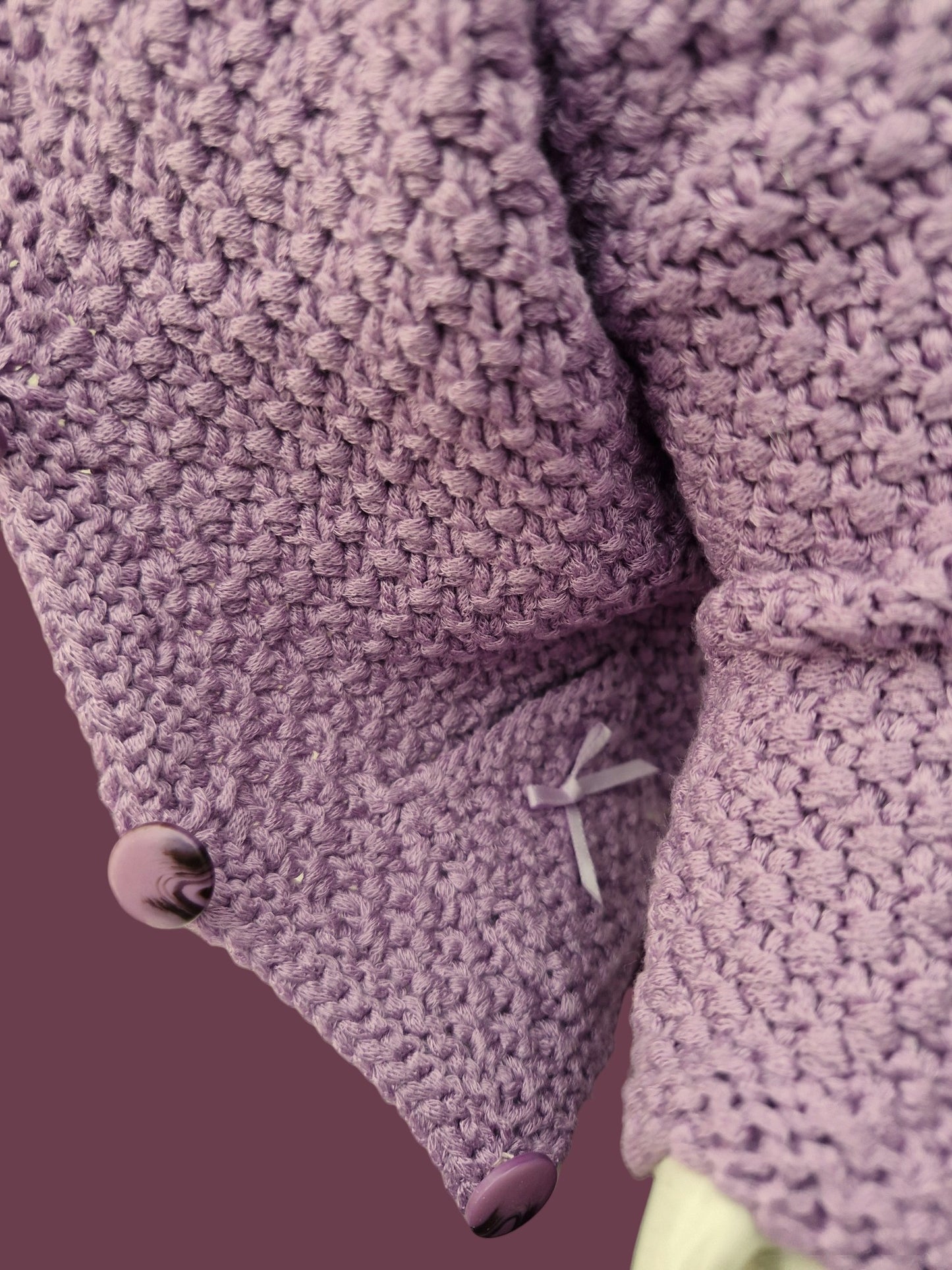 Baby's Hand Knitted Lilac Jacket