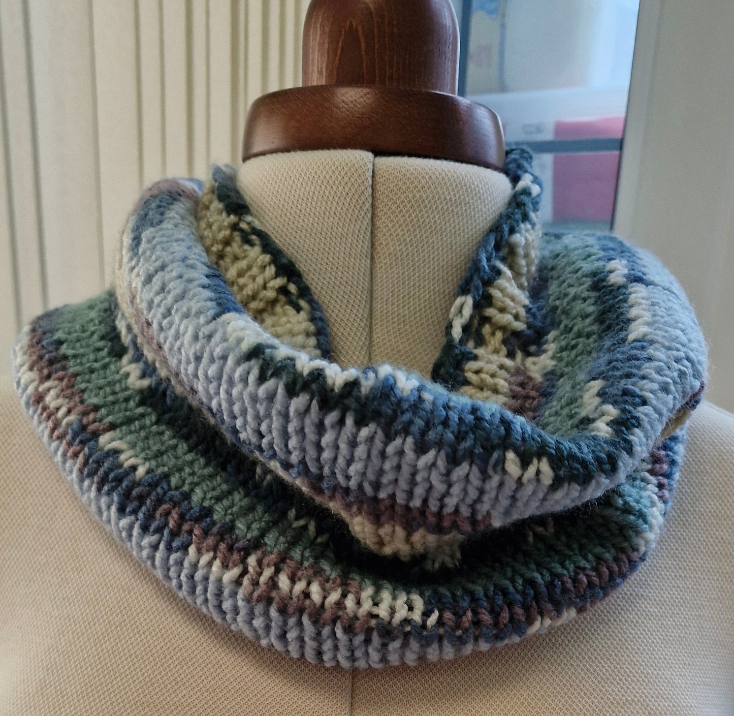 Adult's Cowl and Mittens - Handmade Knitted Chunky Multi Colour