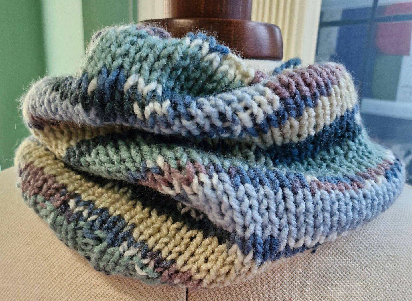 Adult's Handmade Knitted Chunky Multi Colour Cowl