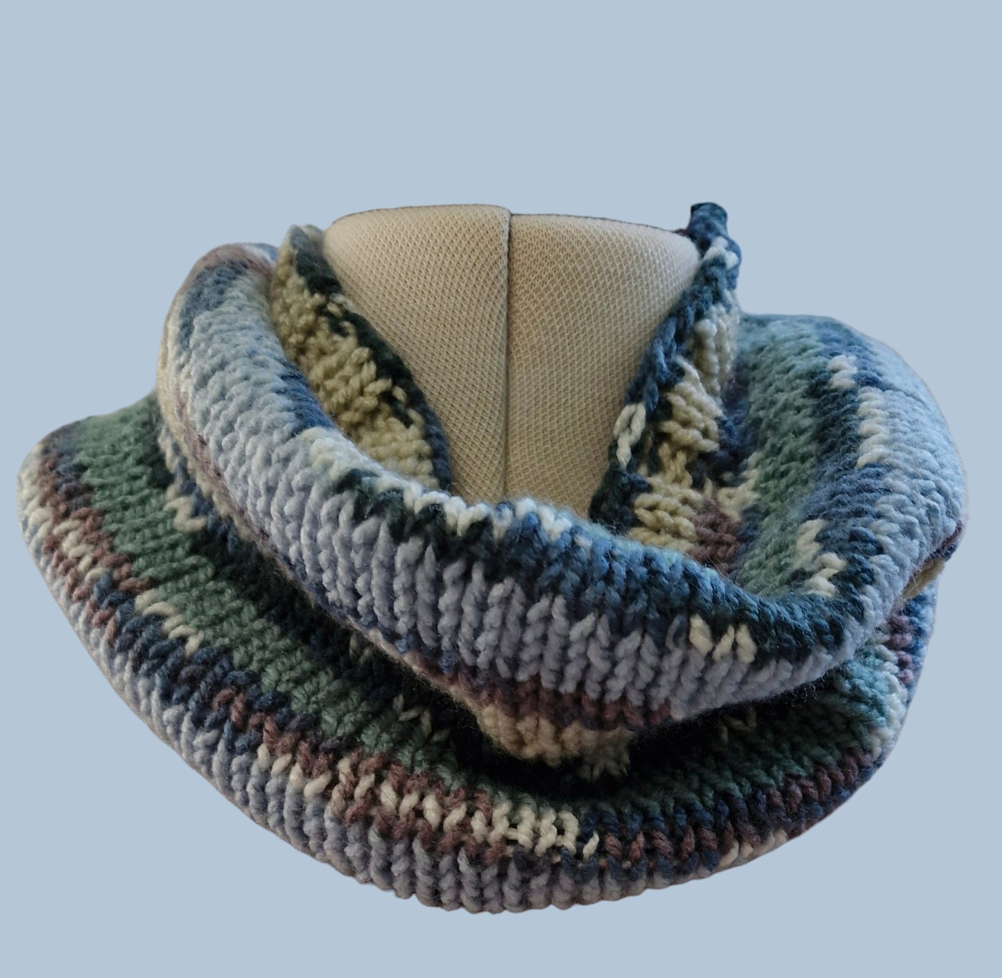 Adult's Handmade Knitted Chunky Multi Colour Cowl