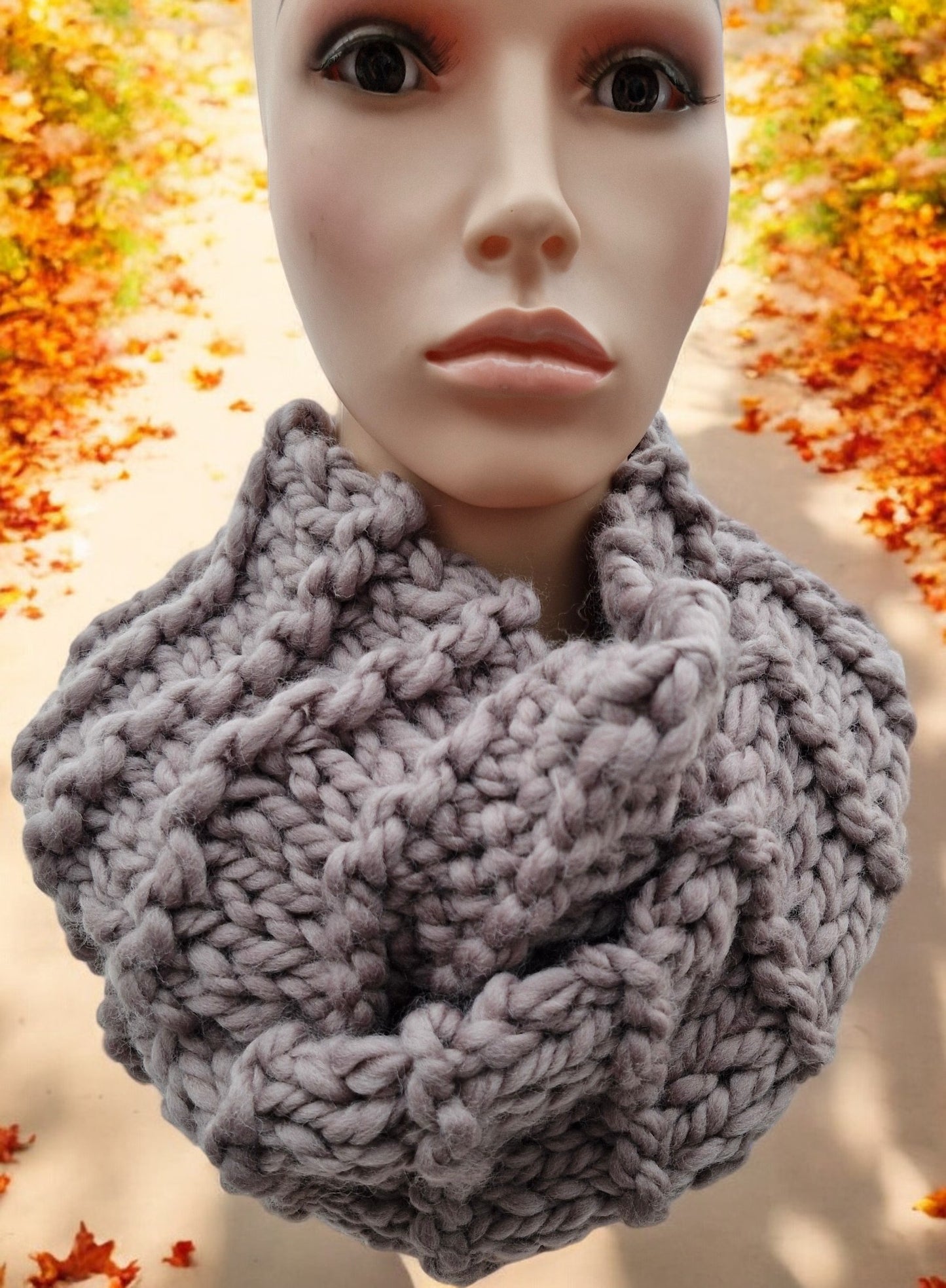 Women's Handmade Knitted Super Chunky Double Loop Cowl/Snood