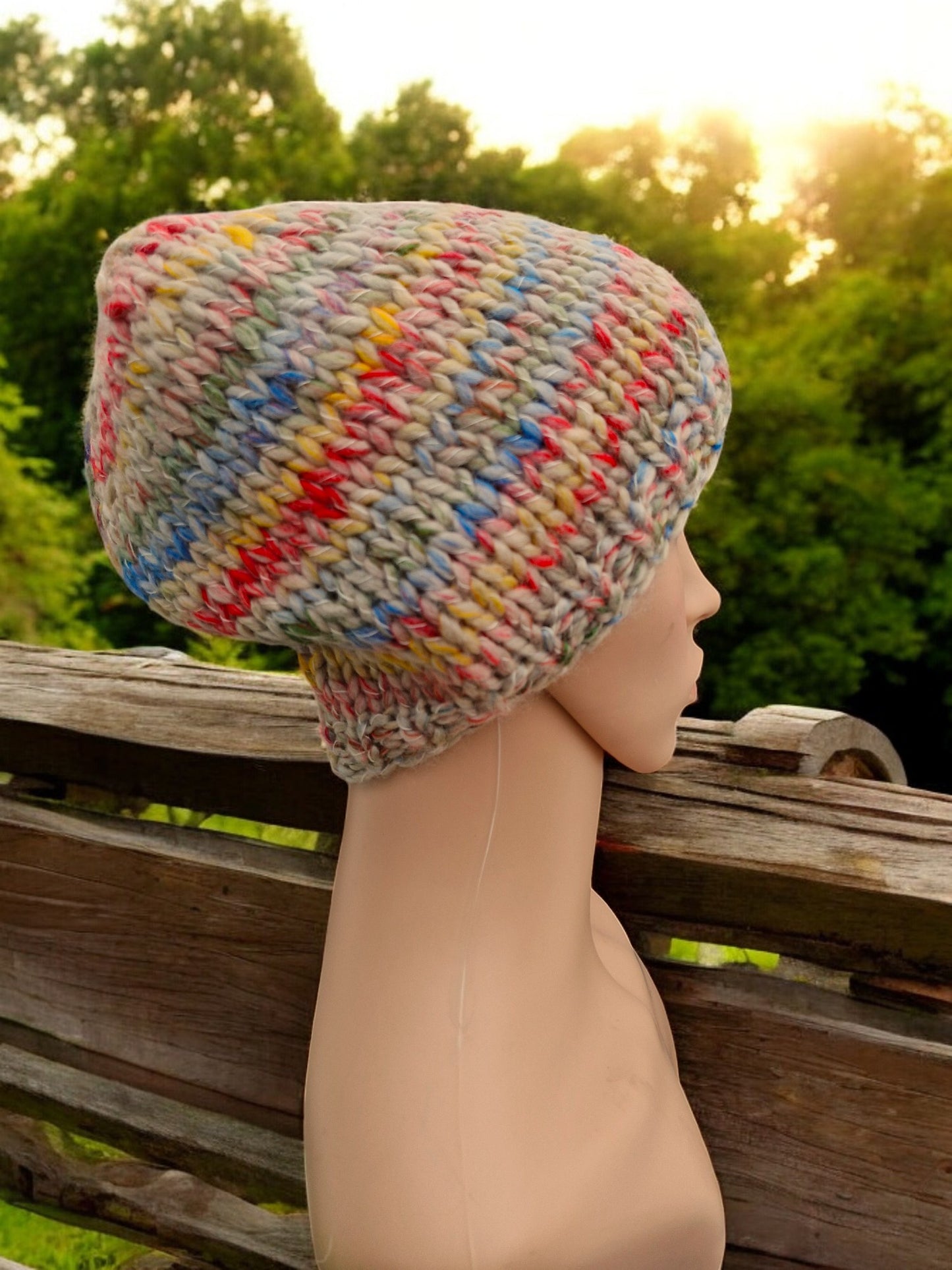 Lady's/Men's Handmade Knitted Super Chunky Thick Multi Colour Hat