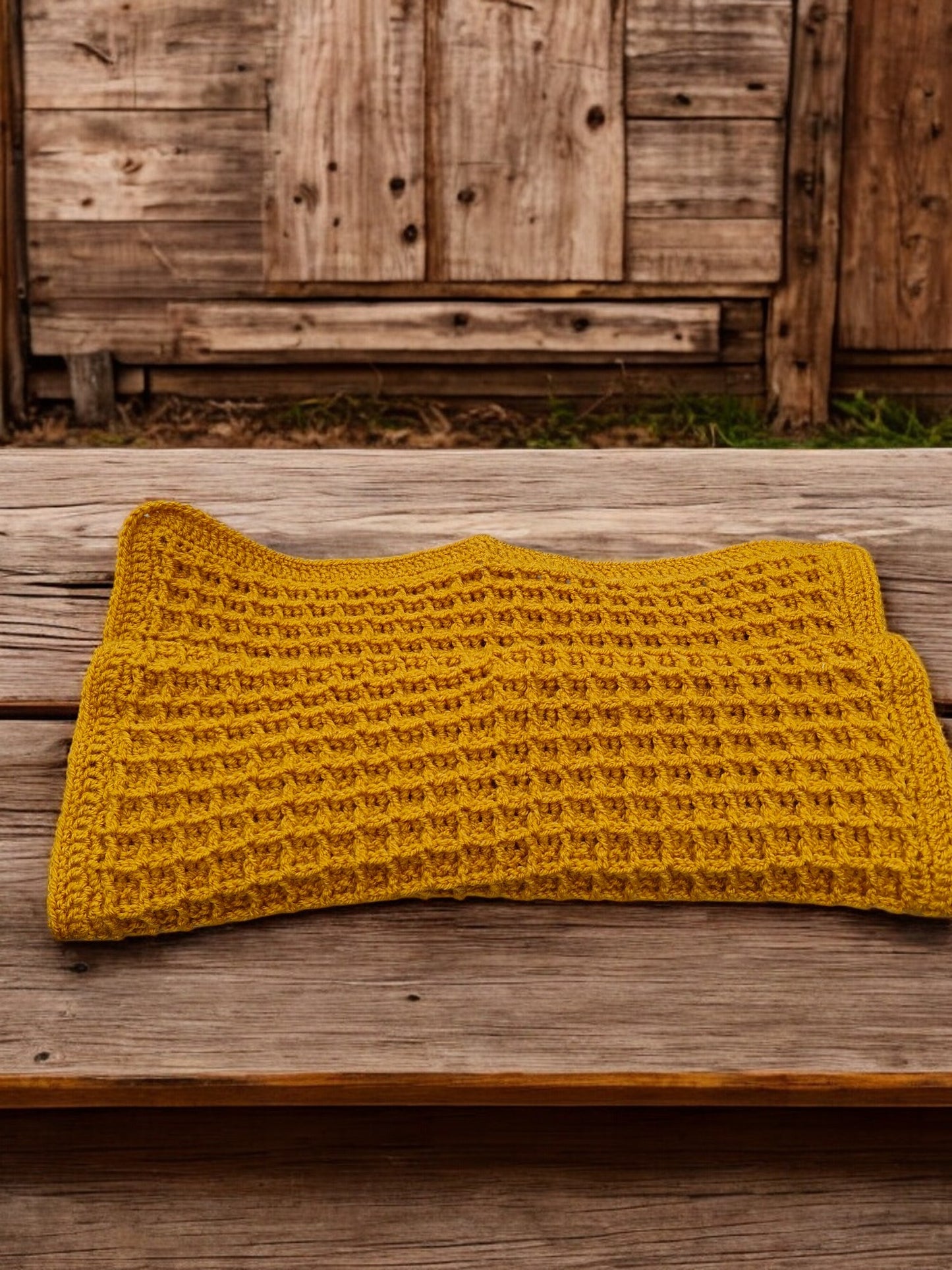 Warm chunky Lap Blanket Handmade Crochet Blanket in Mustard