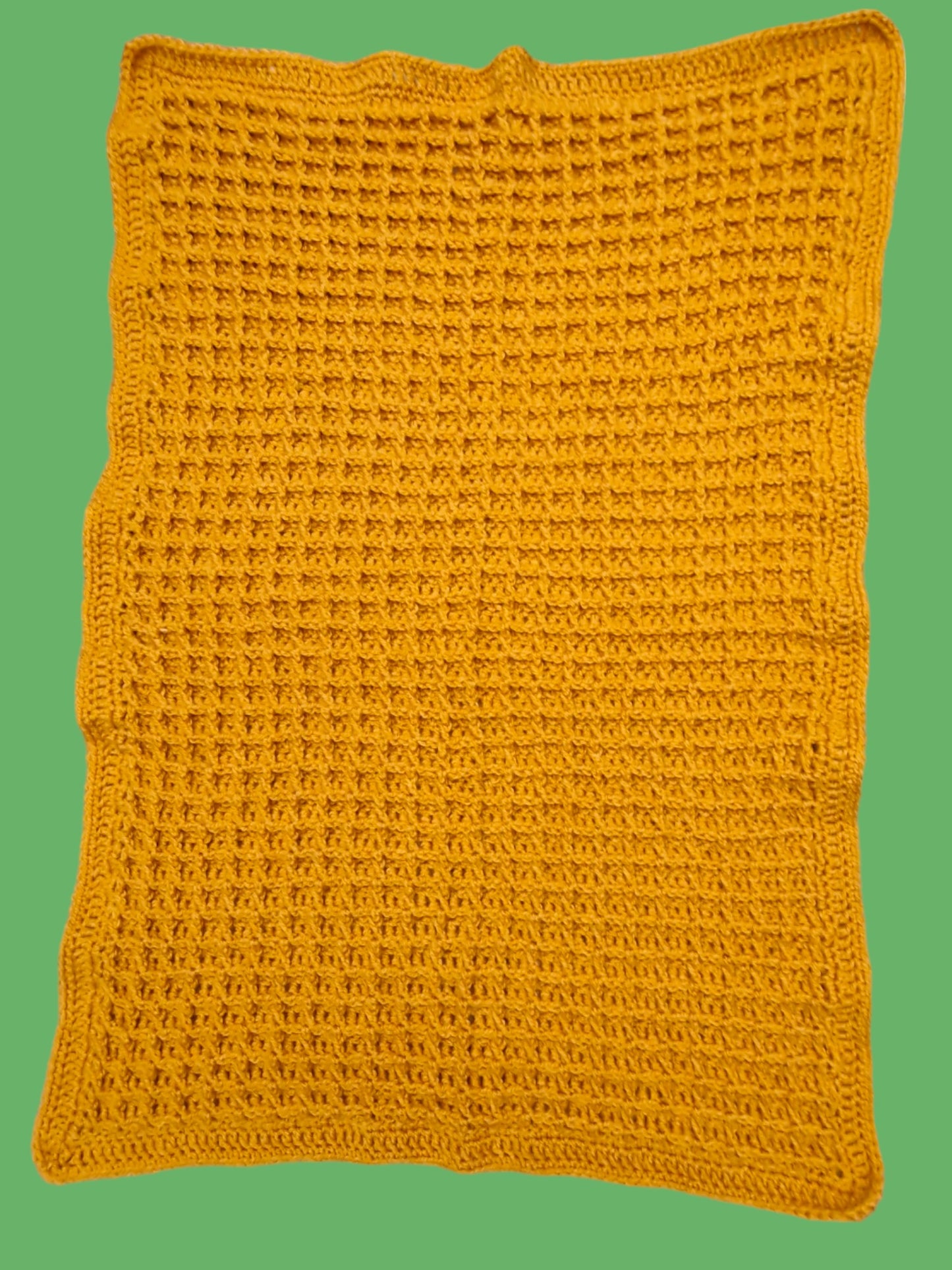 Warm chunky Lap Blanket Handmade Crochet Blanket in Mustard