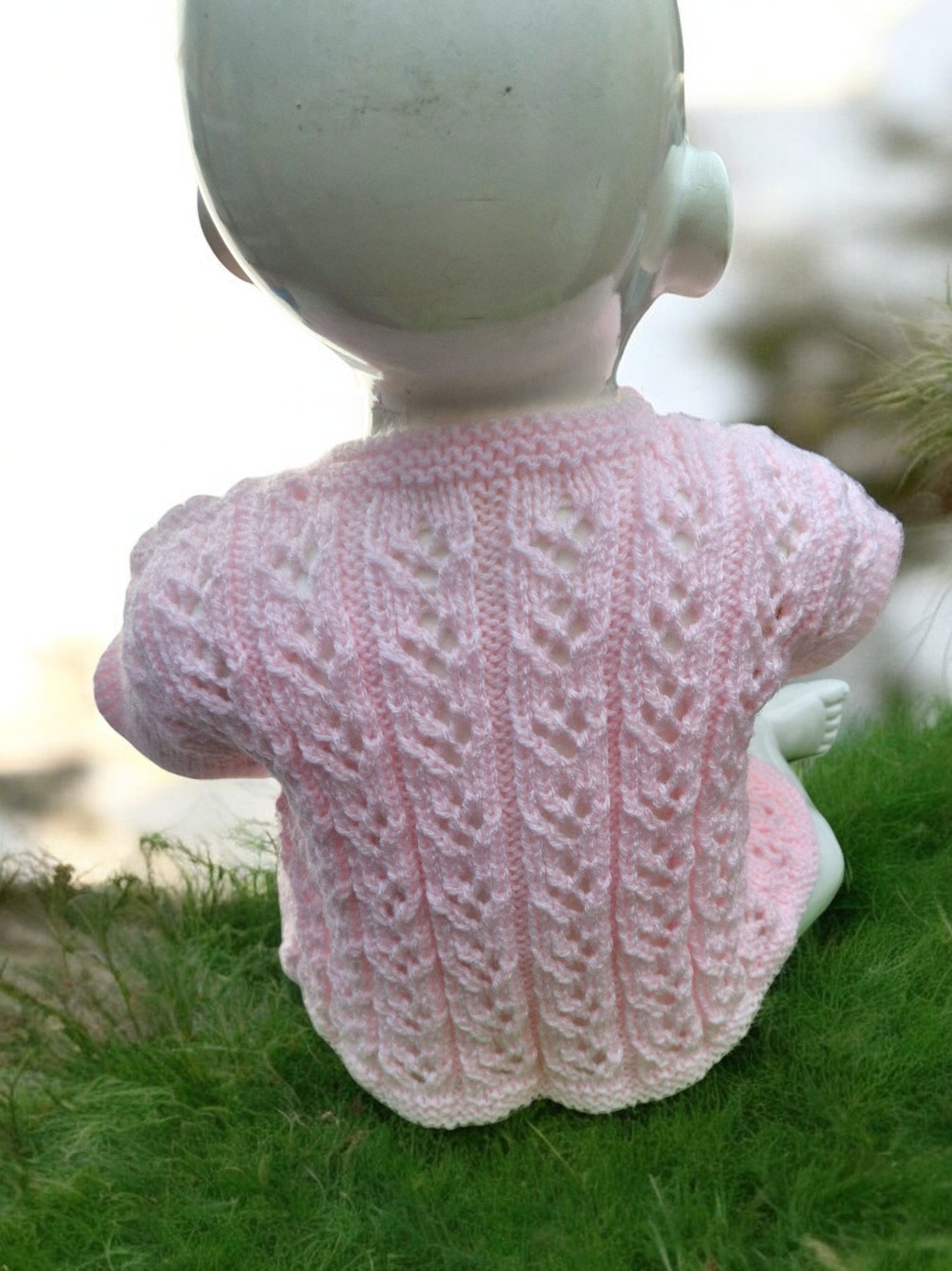 Baby's Hand Knitted Lacy Pink Jacket