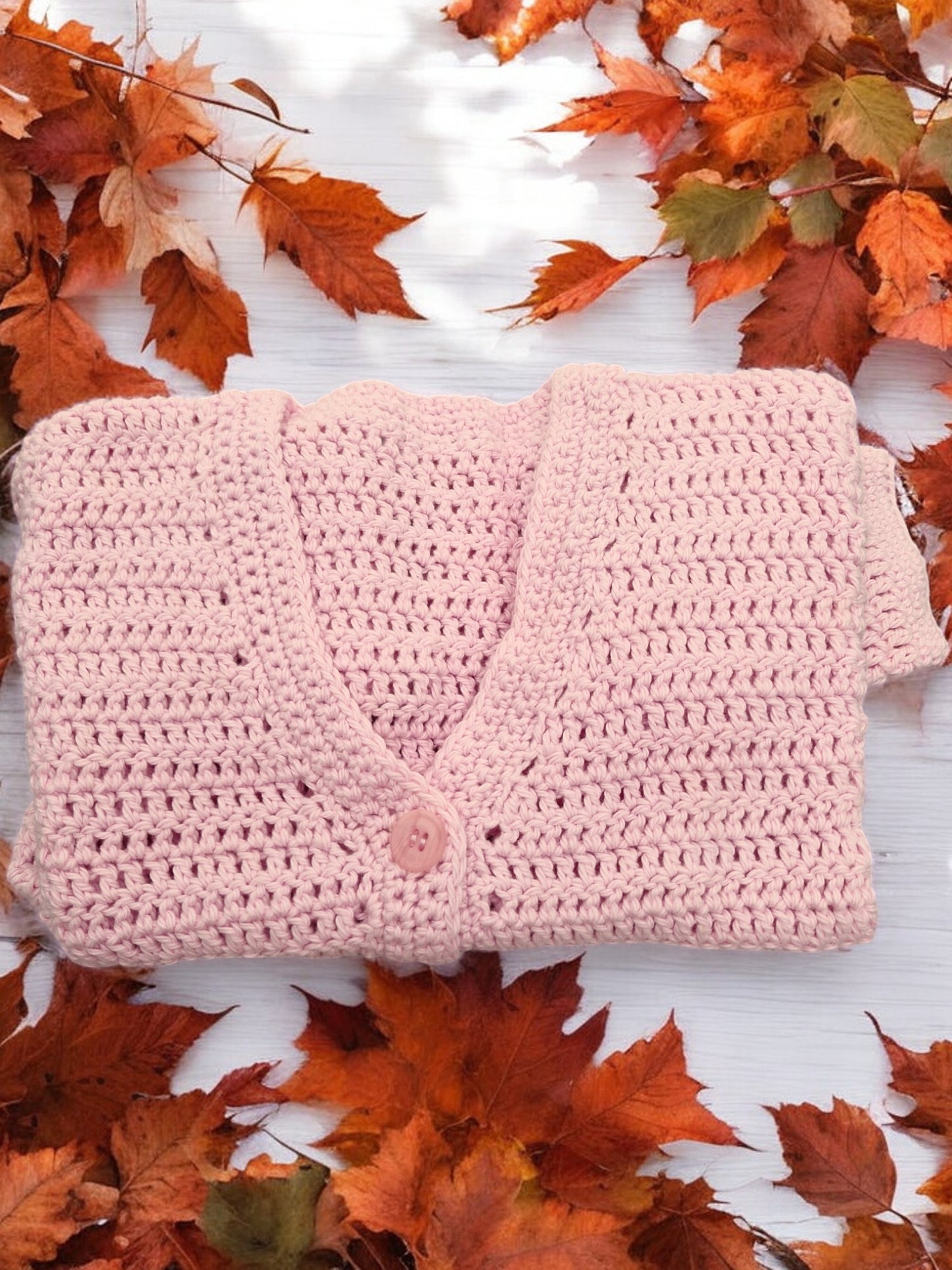 Children's Hand Crocheted Cotton Lace Cardigan in Pink