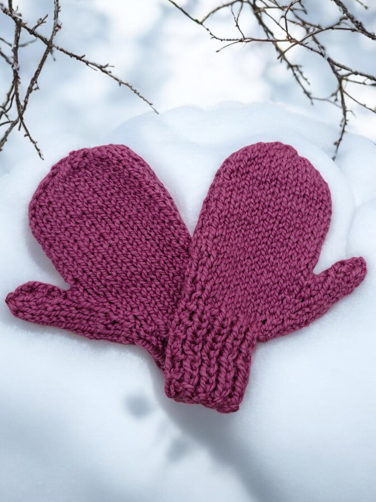 Children's Mittens - Handmade Knitted Purple Chunky MIttens