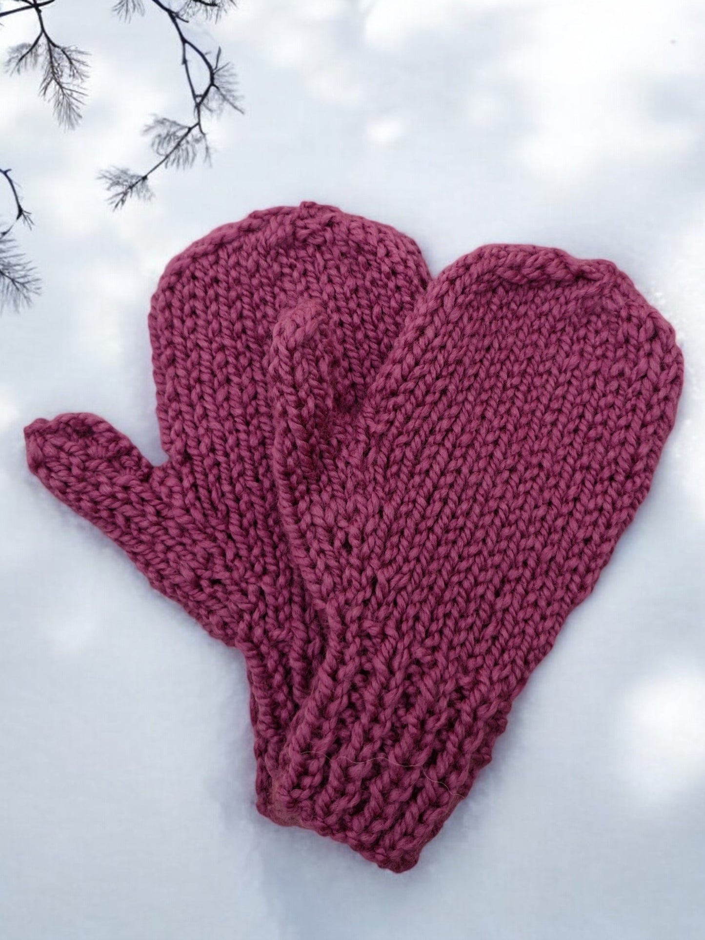 Children's Mittens - Handmade Knitted Purple Chunky MIttens